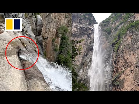 Tourist discovers waterfall in China supplied through pipes