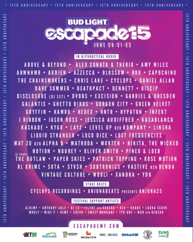 Escapade Music Festival delivers 15th anniversary lineup with Chris Lake, Disclosure, Kygo, and moreMjEyMzA4NzkMTYzNjI3MTM2